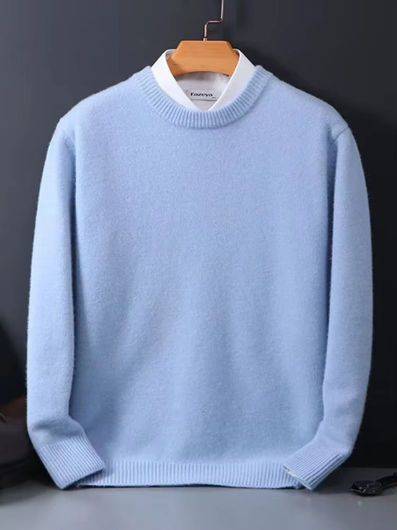 2024 Cashmere Sweater O-Neck Pullovers Men'S Loose Oversized M-3XL Knitted Bottom Shirt Autumn Winter New Korean Casual Men Top