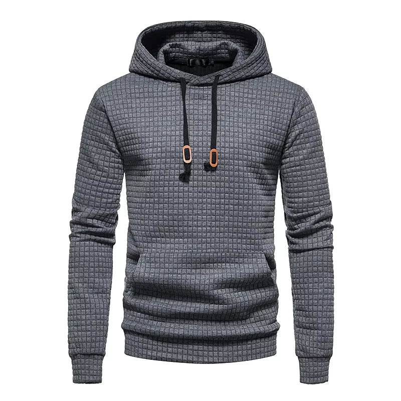 New Spring Autumn Men'S Hoodie Fashion Plaid Quilted Cotton Fabric Hooded Sweatshirt Hoody Hollow Mens Streetwear Hoodie Men