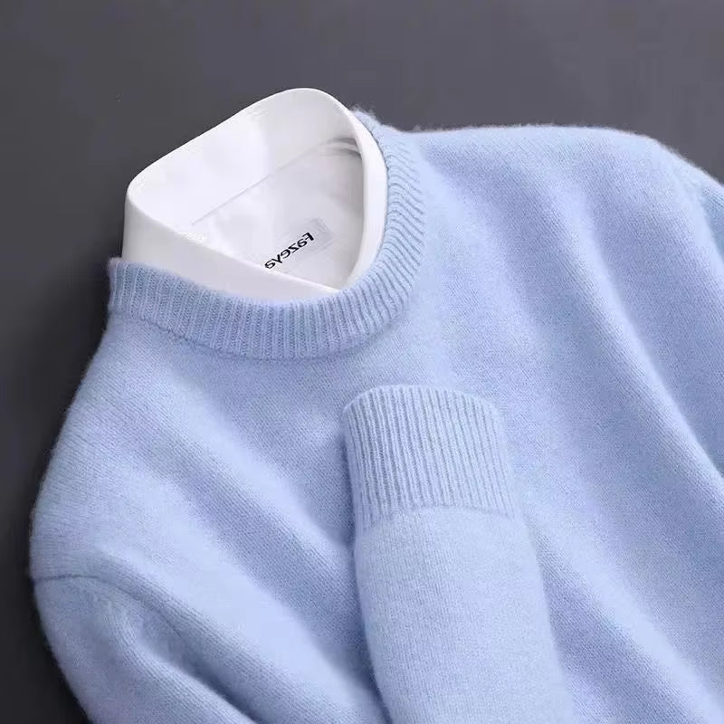 2024 Cashmere Sweater O-Neck Pullovers Men'S Loose Oversized M-3XL Knitted Bottom Shirt Autumn Winter New Korean Casual Men Top