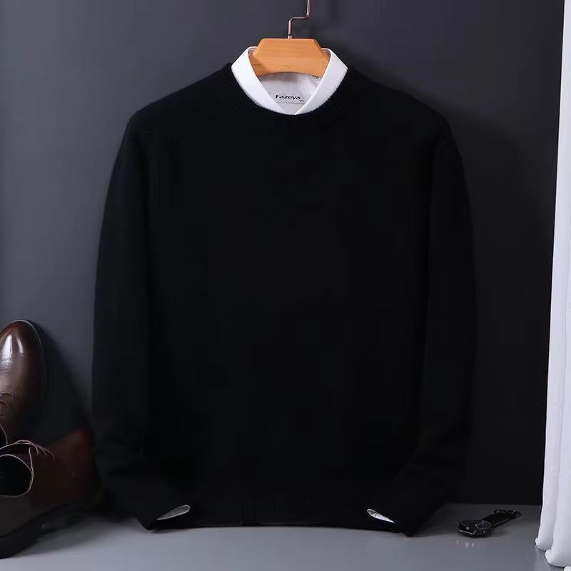 2024 Cashmere Sweater O-Neck Pullovers Men'S Loose Oversized M-3XL Knitted Bottom Shirt Autumn Winter New Korean Casual Men Top