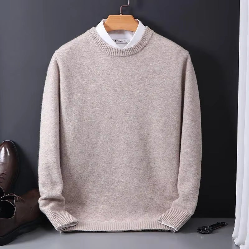 2024 Cashmere Sweater O-Neck Pullovers Men'S Loose Oversized M-3XL Knitted Bottom Shirt Autumn Winter New Korean Casual Men Top