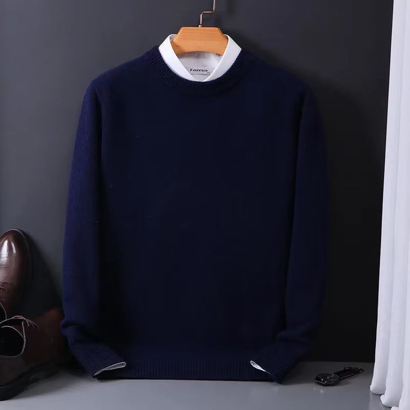 2024 Cashmere Sweater O-Neck Pullovers Men'S Loose Oversized M-3XL Knitted Bottom Shirt Autumn Winter New Korean Casual Men Top