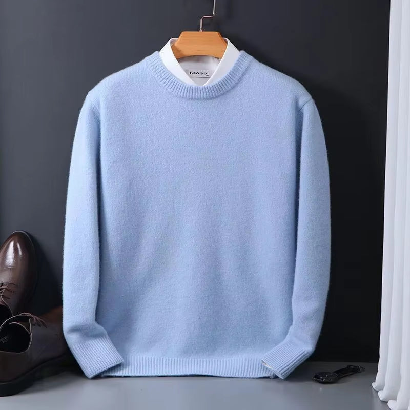 2024 Cashmere Sweater O-Neck Pullovers Men'S Loose Oversized M-3XL Knitted Bottom Shirt Autumn Winter New Korean Casual Men Top