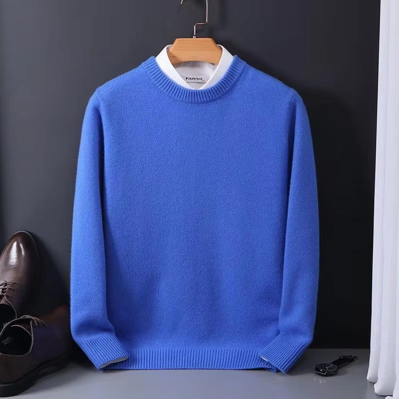 2024 Cashmere Sweater O-Neck Pullovers Men'S Loose Oversized M-3XL Knitted Bottom Shirt Autumn Winter New Korean Casual Men Top