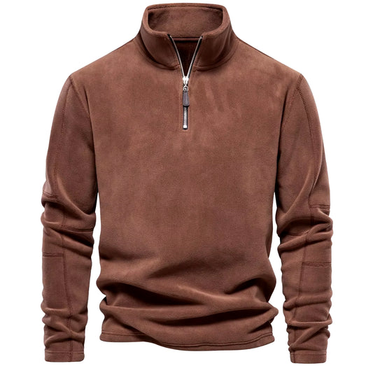 Autumn Winter New Warm Polo Shirts Men'S Lamb Wool Sweatshirt Standing Neck Half Zip Long Sleeve Fashion Versatile Men Tees Tops