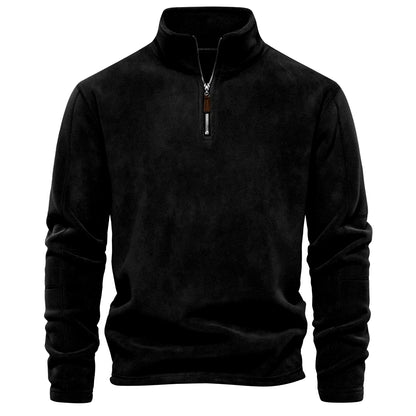 Autumn Winter New Warm Polo Shirts Men'S Lamb Wool Sweatshirt Standing Neck Half Zip Long Sleeve Fashion Versatile Men Tees Tops